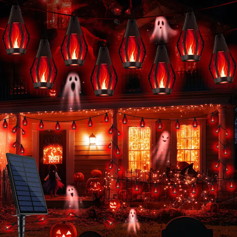 🔥 50% OFF | 42FT Solar Flame 15-LED String Lights – Waterproof Outdoor Decor