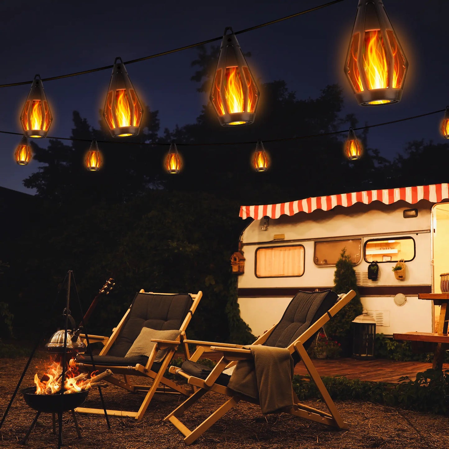 🔥 50% OFF | 42FT Solar Flame 15-LED String Lights – Waterproof Outdoor Decor