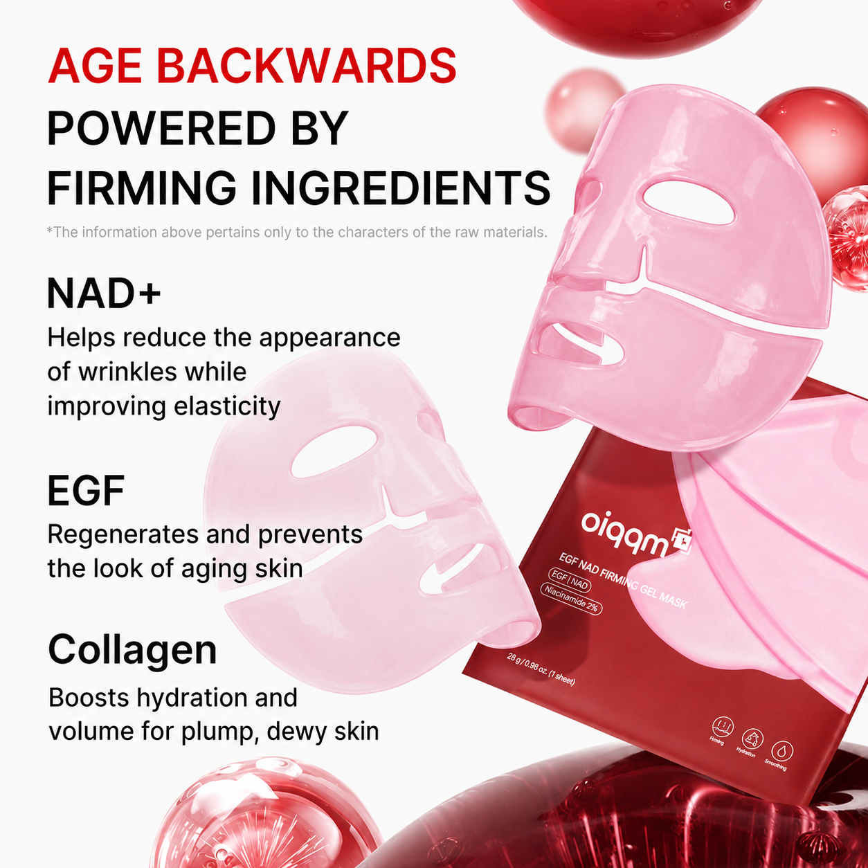 [NEW] OIQQM NAD+ EGF Power Duo | Firming Serum & Gel Mask with NAD+, EGF & Collagen Extract | Helps Improve the Look of Fine Lines, Elasticity, Firmness and Radiance | Plumping Anti-Aging Skincare Set