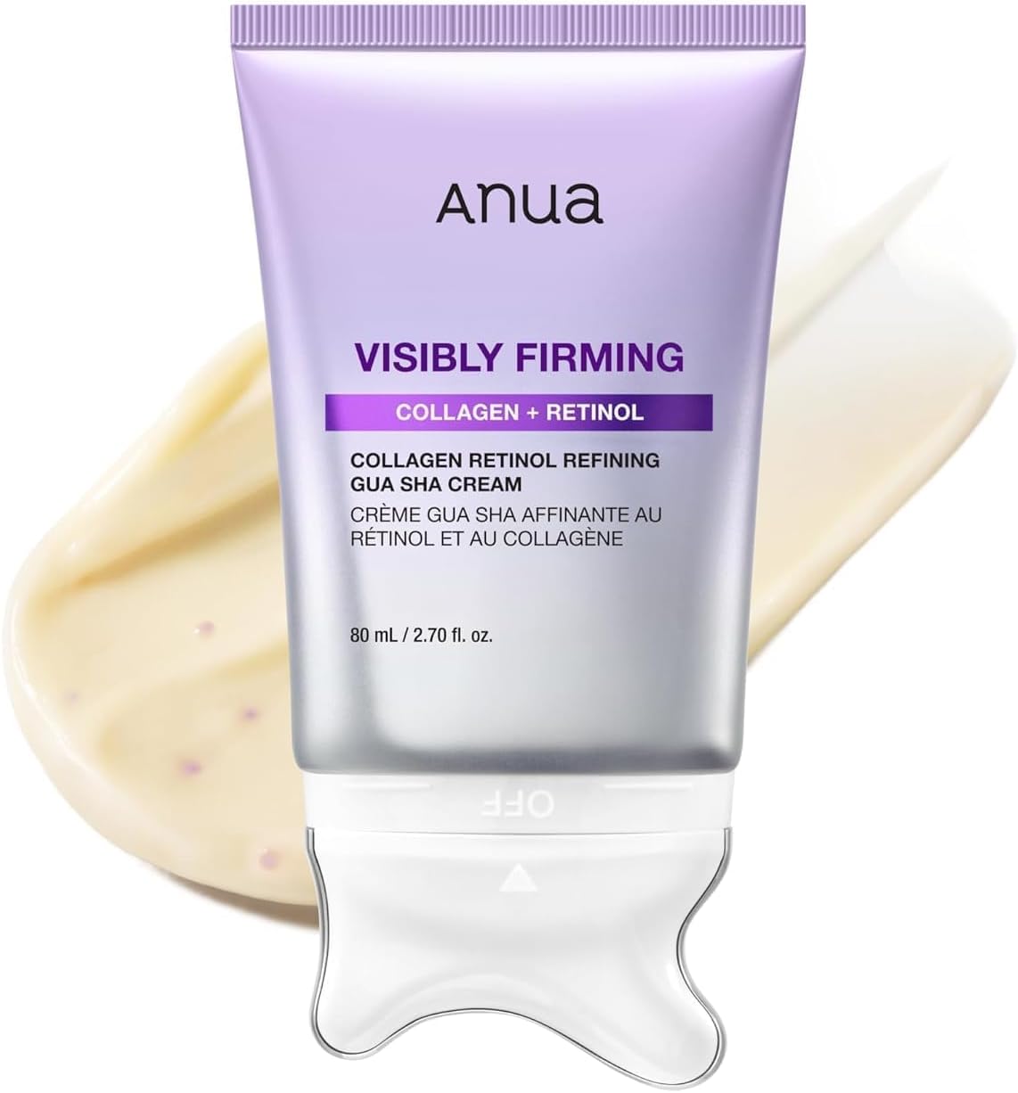 ANUA Collagen Retinol Refining Gua Sha Cream, 2.7 fl.oz | Neck Cream for Lifting & Firming, Jawline to Décolleté, Daily Moisturizer, Fine Line Care, Neck Massager, Korean Skincare