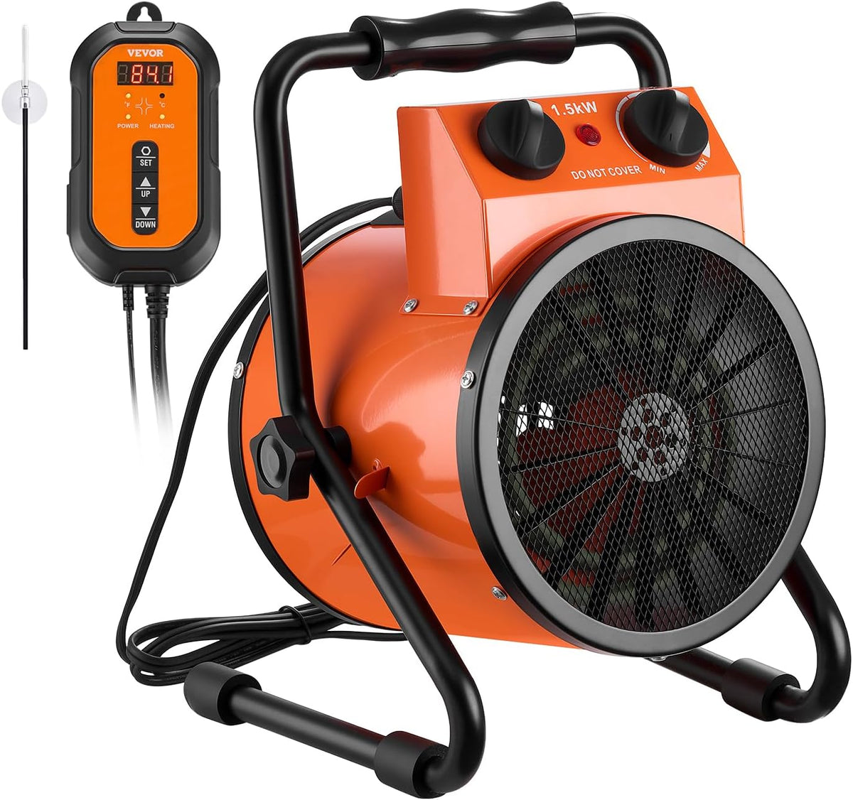 1500W GREENHOUSE HEATER Thermostat Control • 25° Adjustable • IPX4 Water Resistant