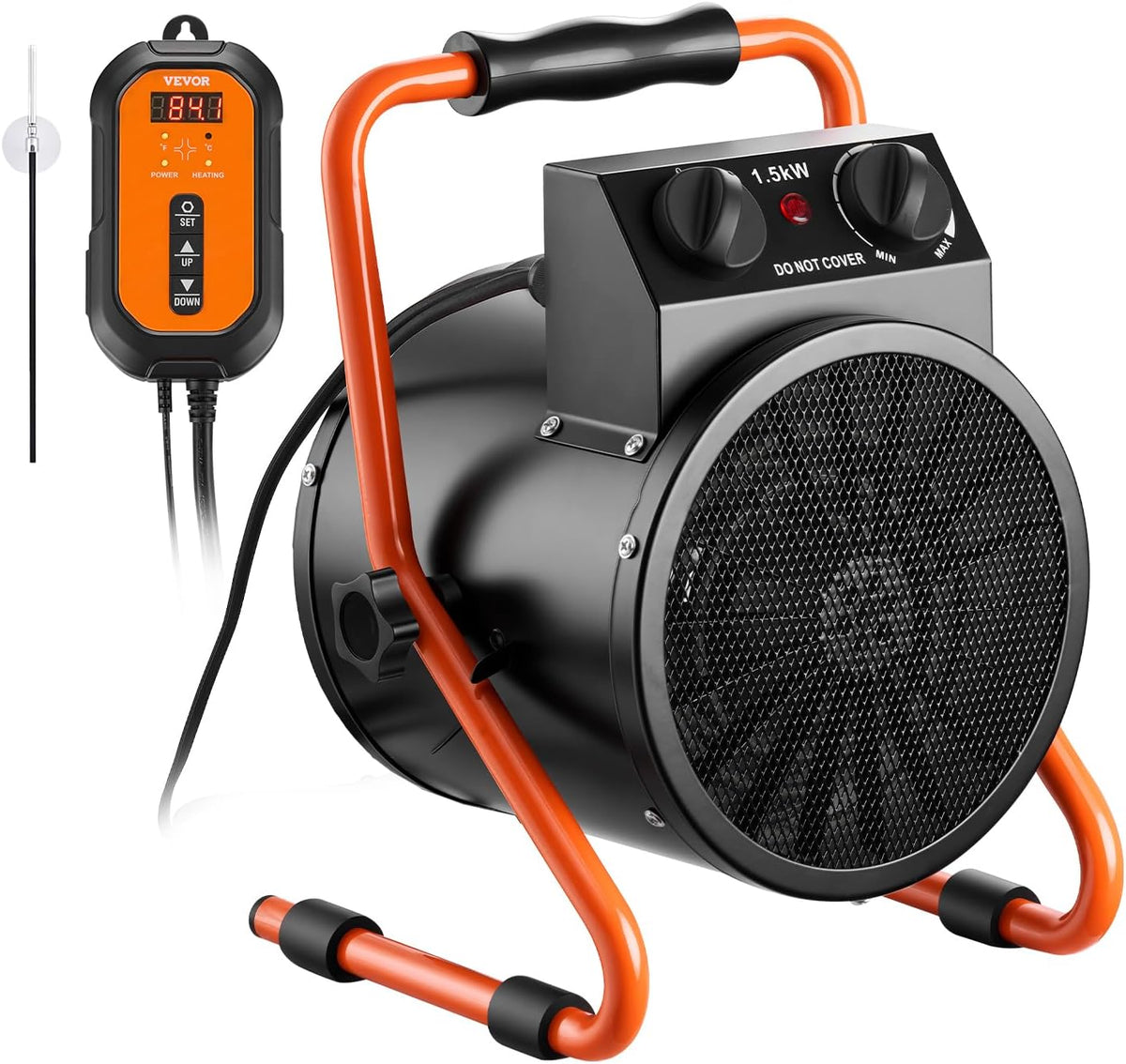 1500W GREENHOUSE HEATER Thermostat Control • 25° Adjustable • IPX4 Water Resistant