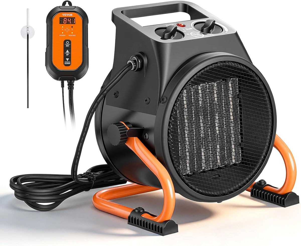 1500W GREENHOUSE HEATER Thermostat Control • 25° Adjustable • IPX4 Water Resistant