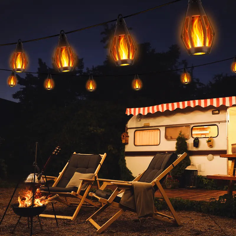🔥 50% OFF | 42FT Solar Flame 15-LED String Lights – Waterproof Outdoor Decor