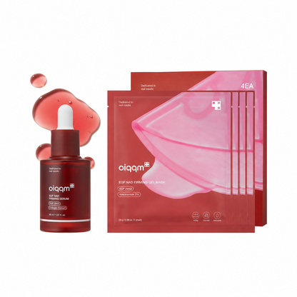 [NEW] OIQQM NAD+ EGF Power Duo | Firming Serum & Gel Mask with NAD+, EGF & Collagen Extract | Helps Improve the Look of Fine Lines, Elasticity, Firmness and Radiance | Plumping Anti-Aging Skincare Set