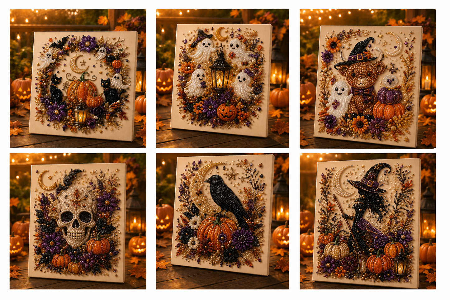 💥 Last Day 49% OFF – 👻✨ Halloween Pearl Art DIY Kit – Turn Tiny Pearls into Spooky-Cute Magic