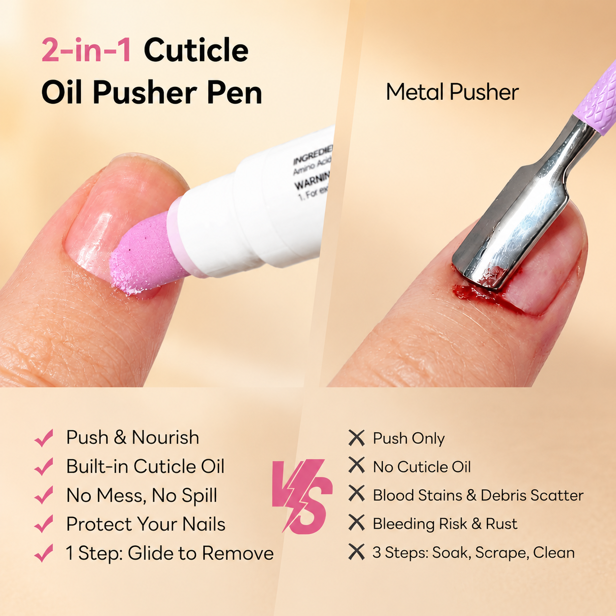 SALON-GRADE TOOLS · 2-IN-1 PEN SET · GEL & ACRYLIC SAFE