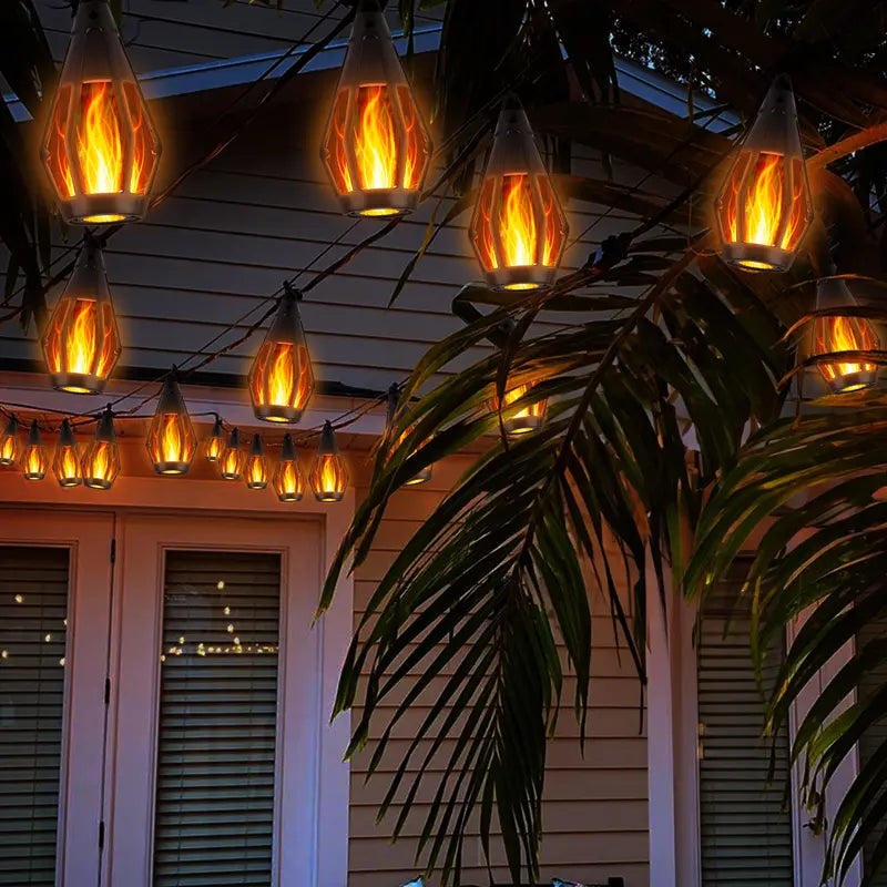 🔥 50% OFF | 42FT Solar Flame 15-LED String Lights – Waterproof Outdoor Decor