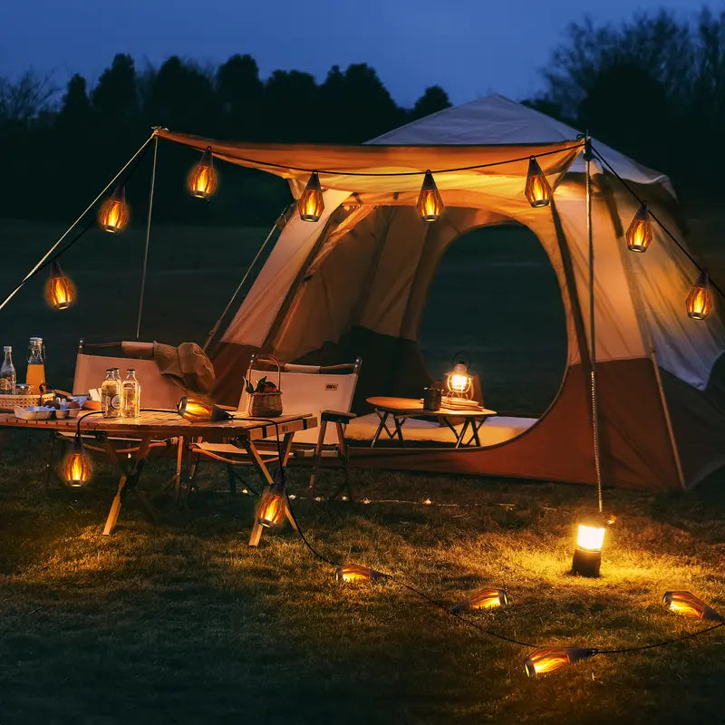 🔥 50% OFF | 42FT Solar Flame 15-LED String Lights – Waterproof Outdoor Decor
